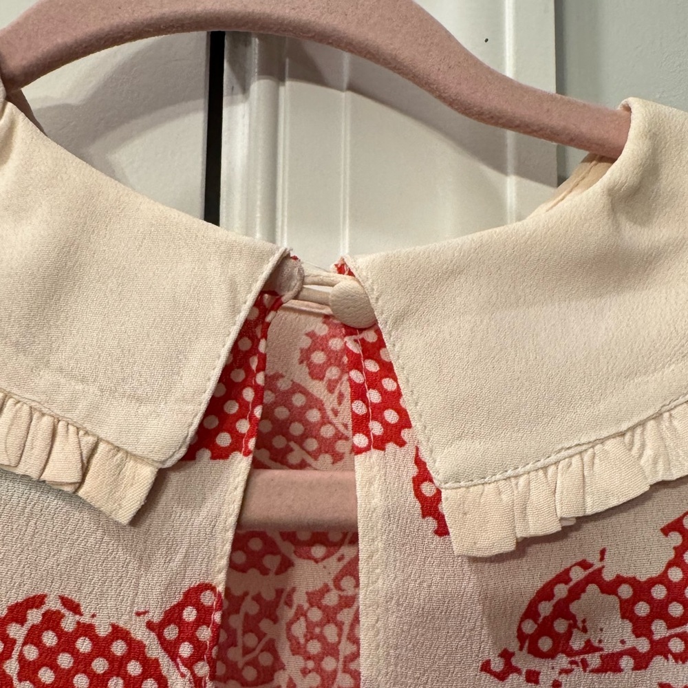 ASOS Red and Cream Blouse with Peter Pan Collar - Picture 3 of 6
